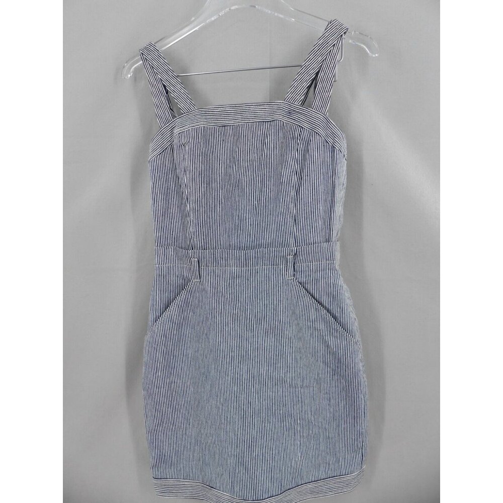 Jenni Kayne 0 Dress Cotton Denim Mini Navy Stripe